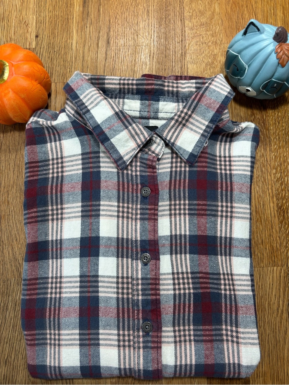 Kids Plaid Button-Down Shirt in Blue & Burgundy